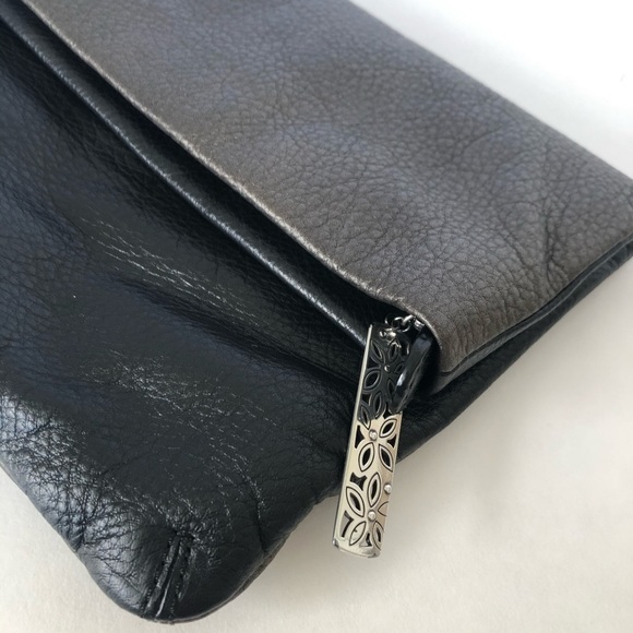 Brighton Bloc Party Two Tone Black & Gray Foldover Clutch - Picture 7 of 8